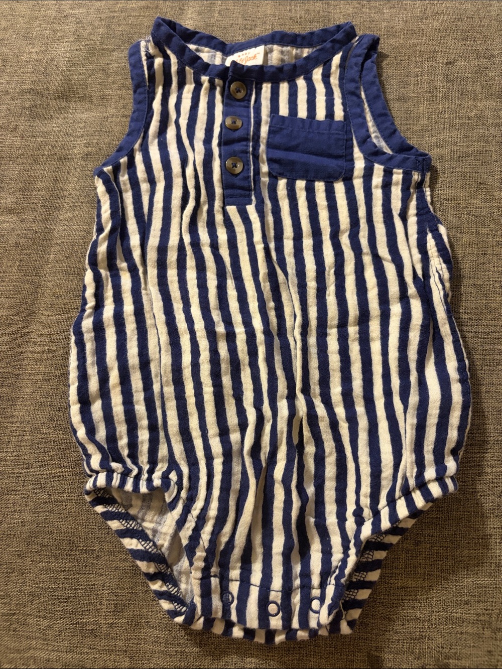 Cat & Jack Navy and White Striped Sleeveless Baby One-Piece